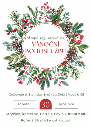Pozvánka na vánoční bohoslužbu do Strýčic